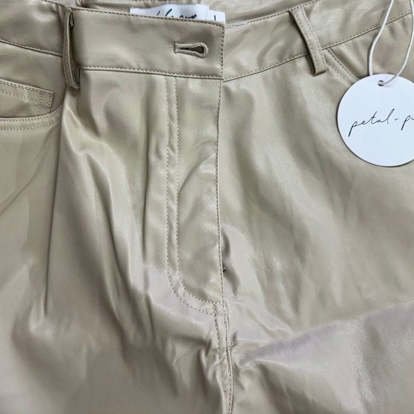 Petal & Pup Faux Leather Pants Bone Color - Picture 6 of 9